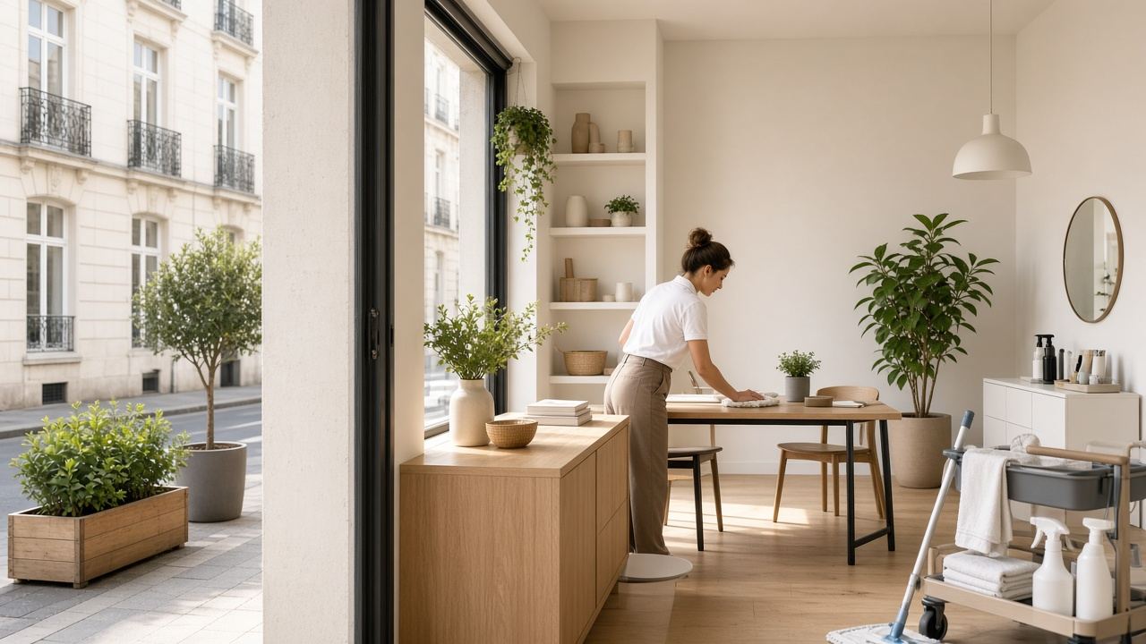 Residential / office cleaning workspace at Lunar Horizon House